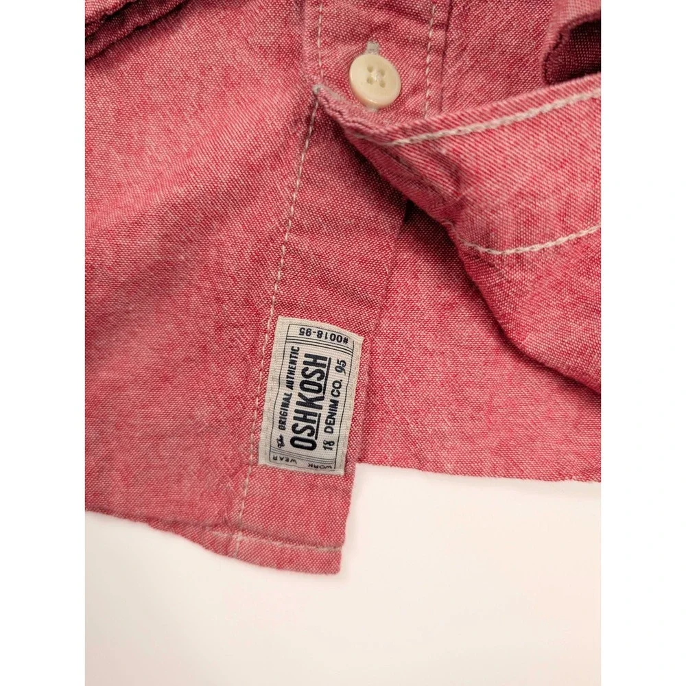 OshKosh B'Gosh Original Salmon Button Long‎ Sleeve Shirt Boy's Size 7